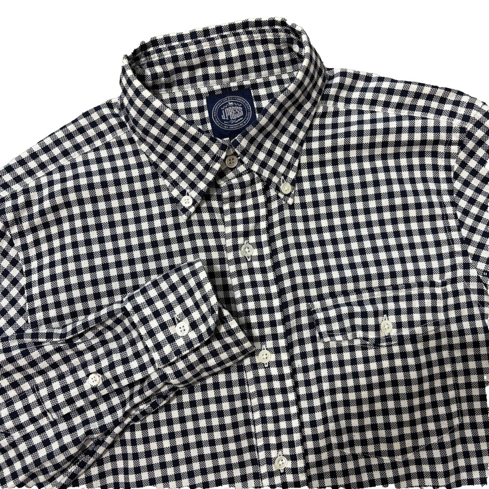 J.Press Men's Black & White Gingham Button-Down Shirt